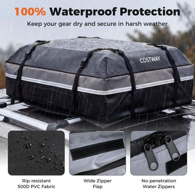 Promotions Automobilinis stogo bagažo laikiklis 112x86x45 cm Pilkas Vandeniui atsparus PVC