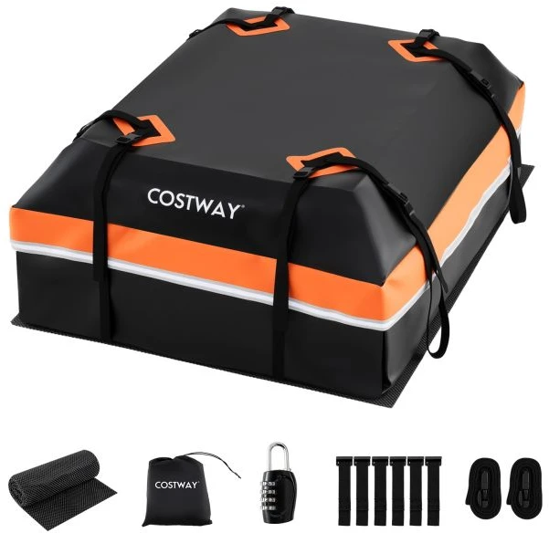 Promotions Automobilinis stogo bagažo laikiklis 112x86x45 cm Oranžinis PVC Vandeniui atsparus Saugojimo dėklas