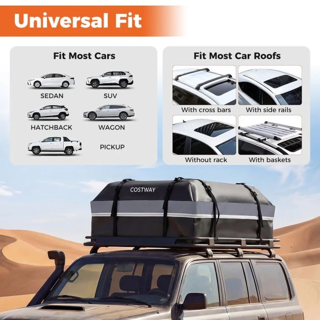 Promotions Automobilinis stogo bagažo laikiklis 112x86x45 cm Pilkas Vandeniui atsparus PVC