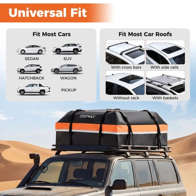 Promotions Automobilinis stogo bagažo laikiklis 112x86x45 cm Oranžinis PVC Vandeniui atsparus Saugojimo dėklas