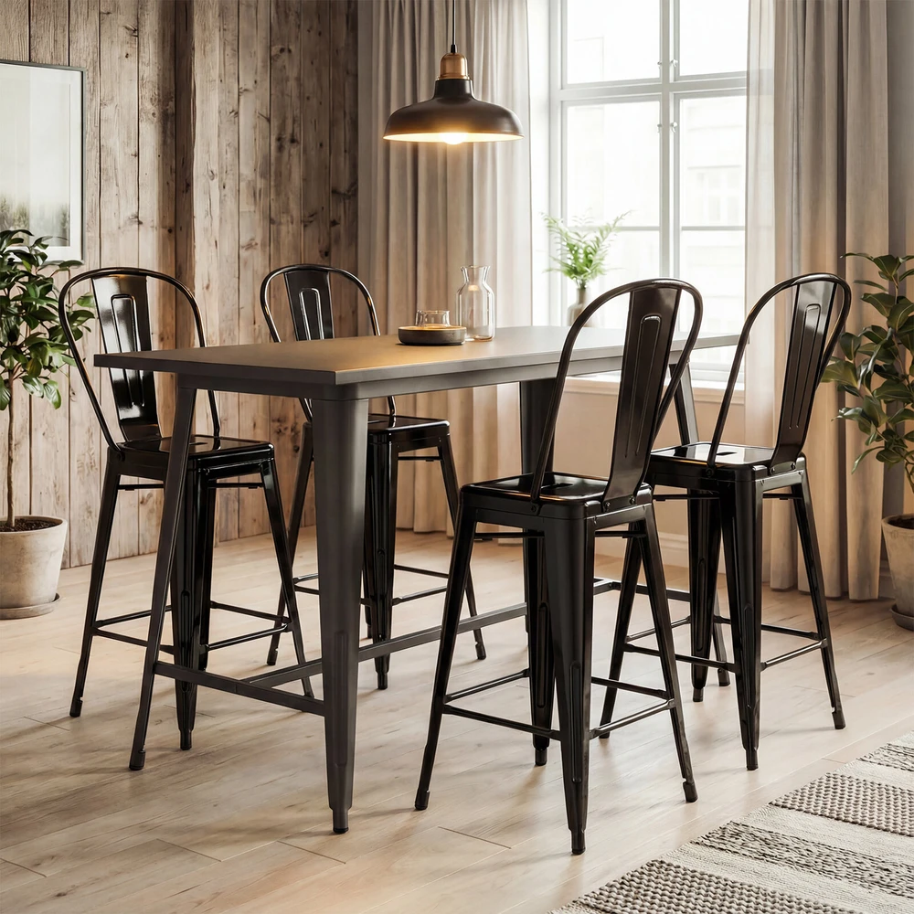 Promotions Baro kėdės 4 vnt. 45,5x44,5x103 cm juodos spalvos