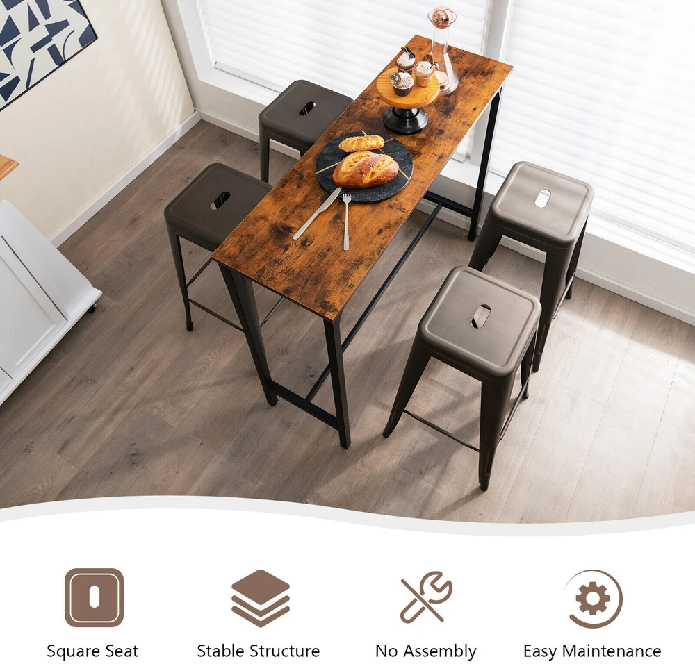 Promotions Baro kėdžių rinkinys, 4 vnt., 42x42x76 cm, juoda/šautuvo spalva