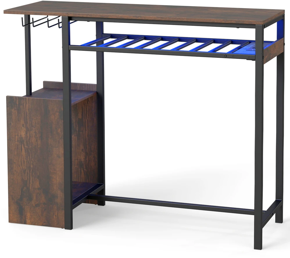 Promotions Baro skaitiklis reguliuojamas LED baro skaitiklis su įkrovimo stotele 110x40x92 cm juodas metalas