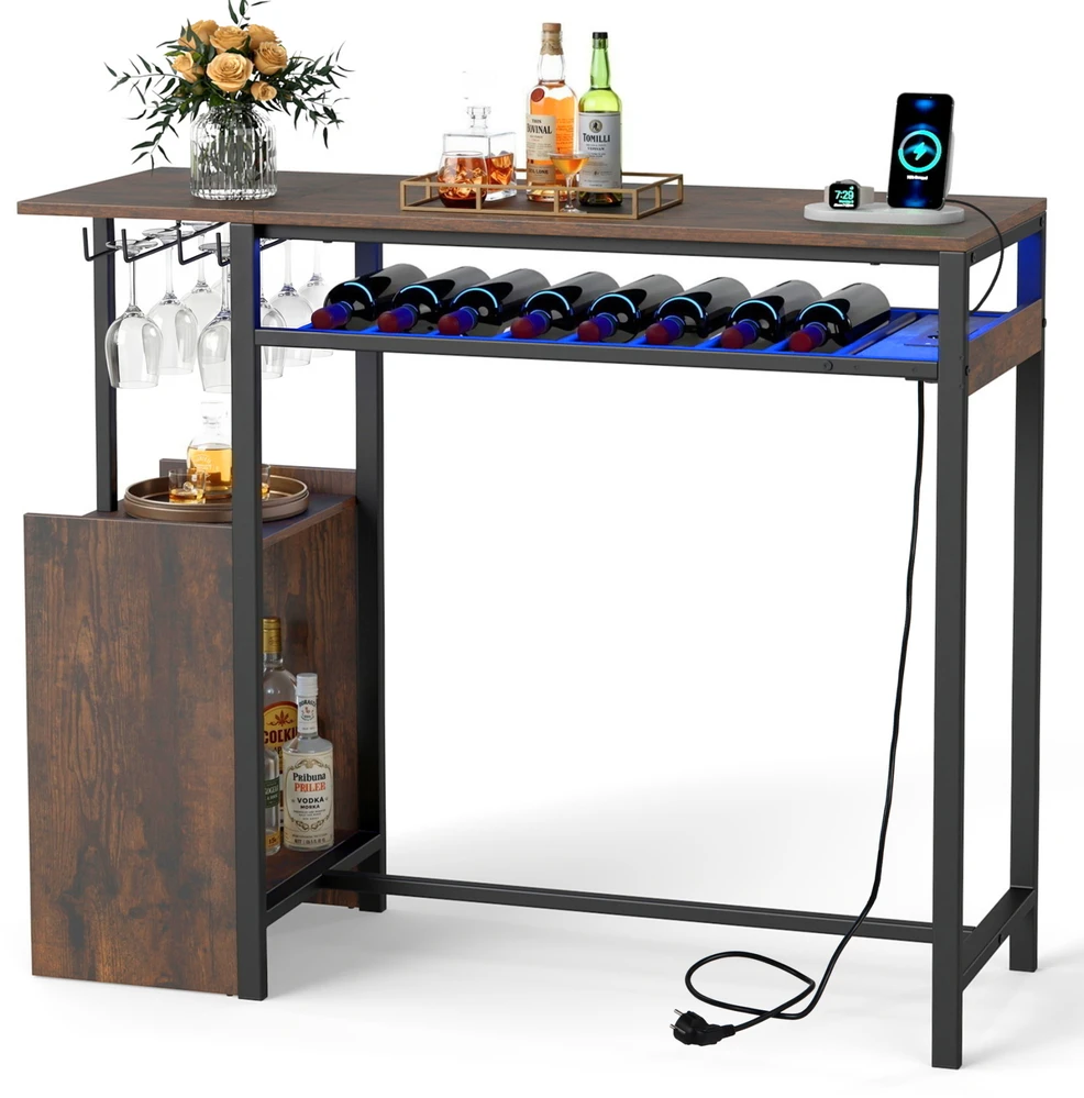 Promotions Baro skaitiklis reguliuojamas LED baro skaitiklis su įkrovimo stotele 110x40x92 cm juodas metalas