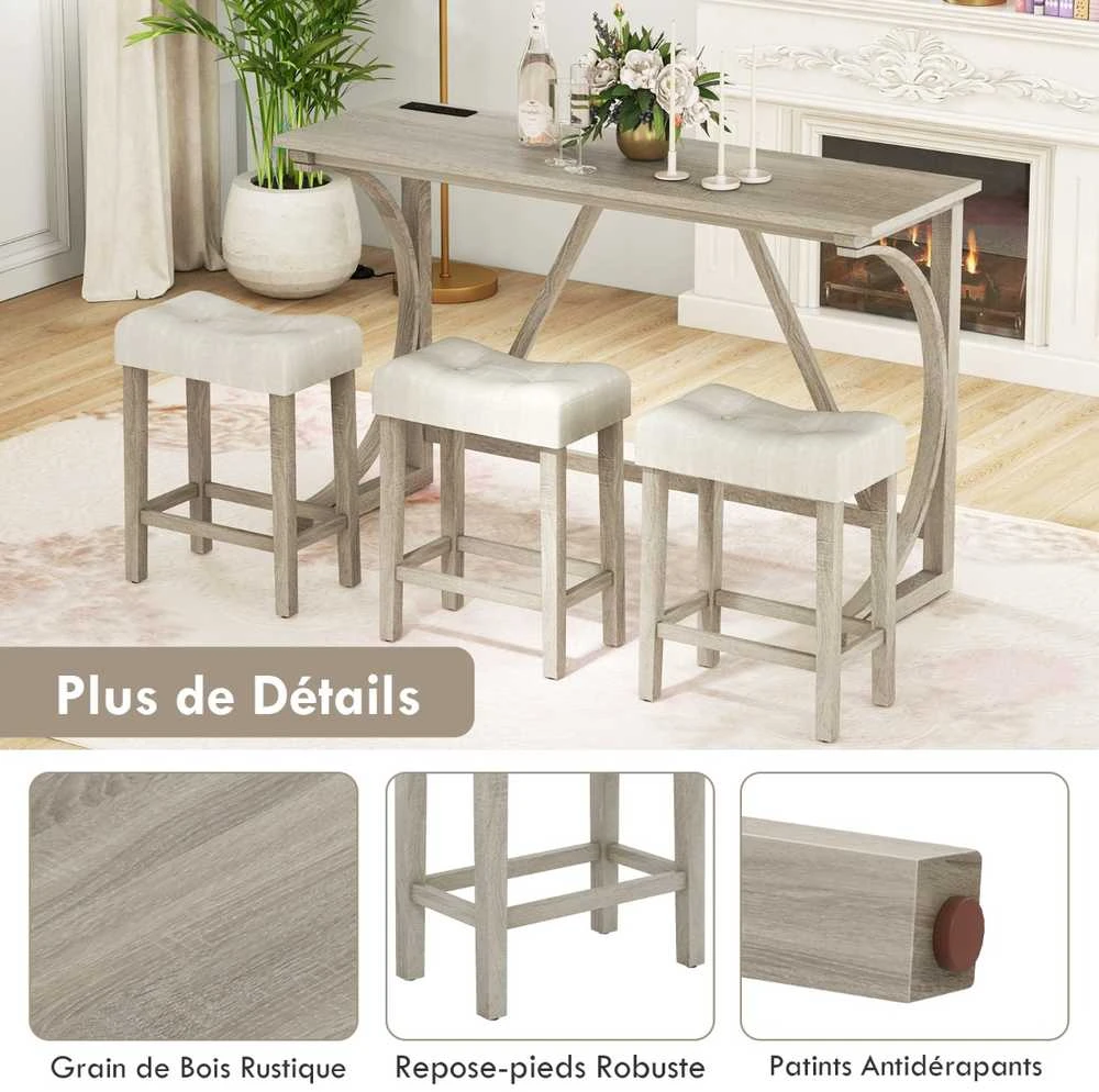 Promotions Baro stalo komplektas, 150x48x92 cm, Pilkai smėlinis