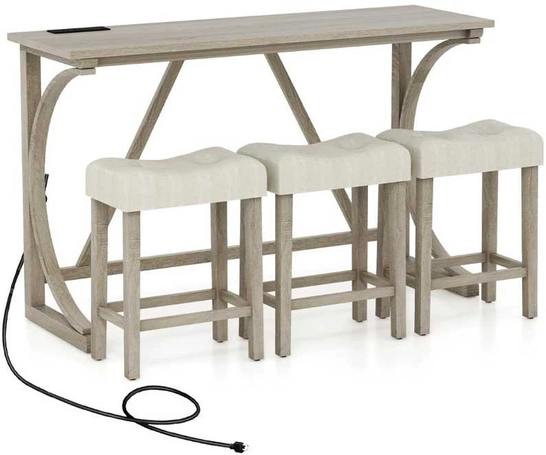 Promotions Baro stalo komplektas, 150x48x92 cm, Pilkai smėlinis