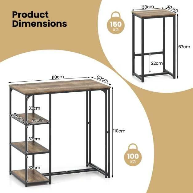 Promotions Baro stalo komplektas, 3 dalių baro aukščio valgomojo stalas su 2 taburetėmis, 111,8x61x111,8 cm, ruda