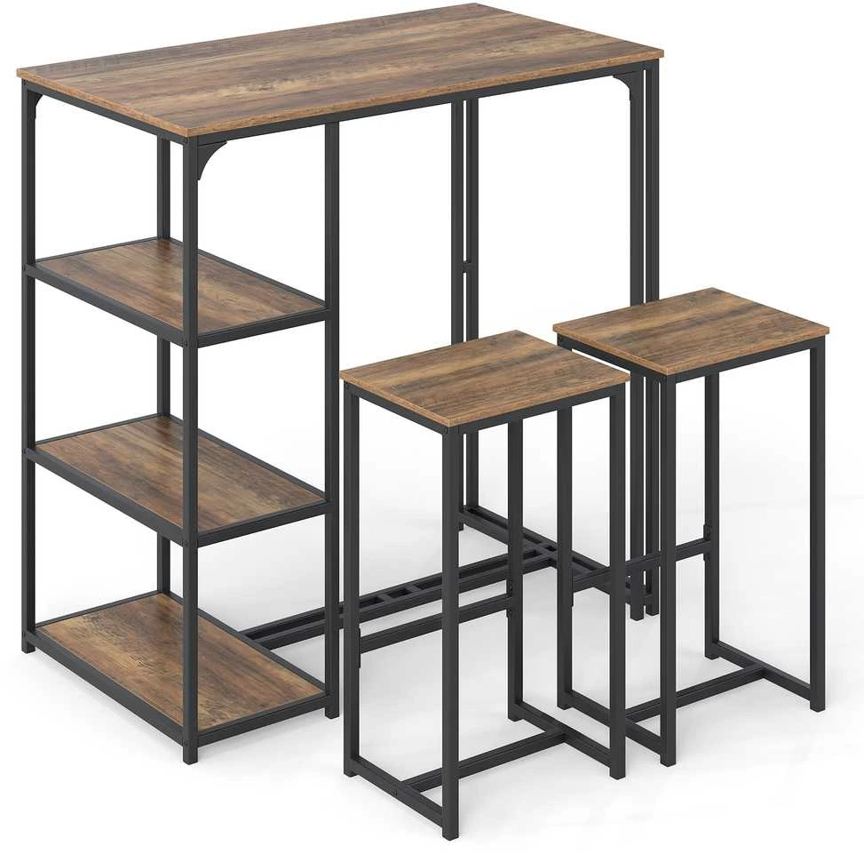 Promotions Baro stalo komplektas, 3 dalių baro aukščio valgomojo stalas su 2 taburetėmis, 111,8x61x111,8 cm, ruda