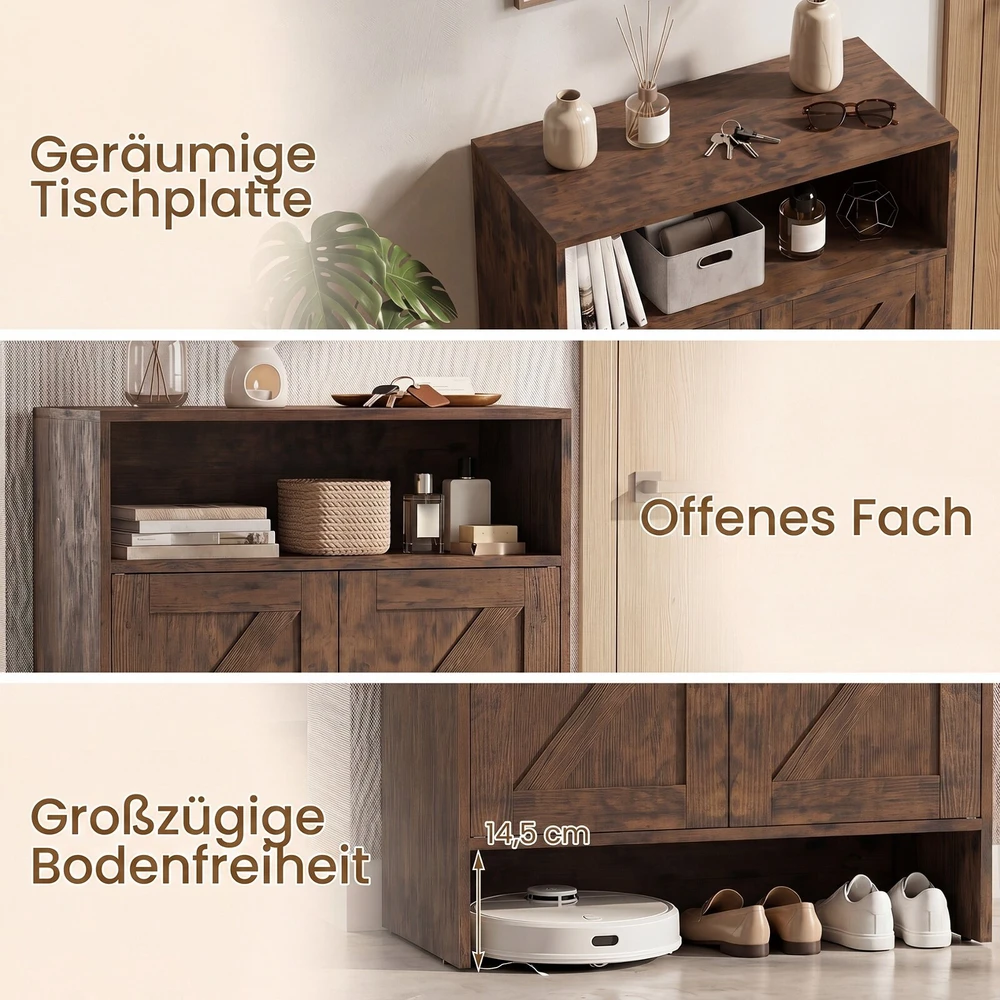 Promotions Batai laikymo spintelė su atvira lentyna 70x35x95 cm balta/natūrali ruda
