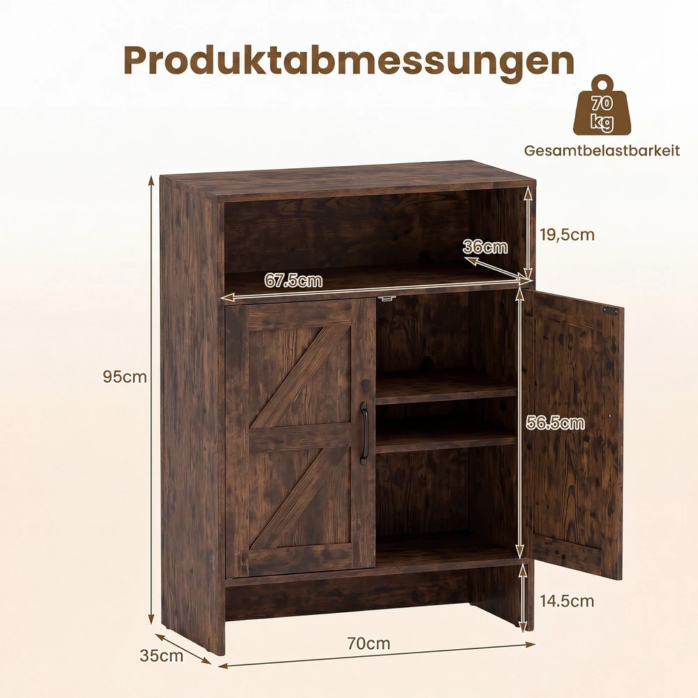 Promotions Batai laikymo spintelė su atvira lentyna 70x35x95 cm balta/natūrali ruda