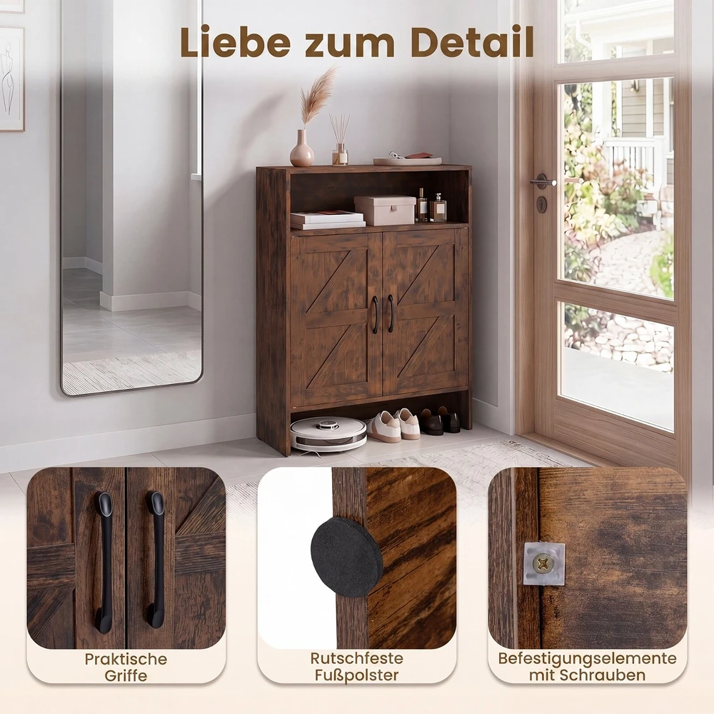 Promotions Batai laikymo spintelė su atvira lentyna 70x35x95 cm balta/natūrali ruda