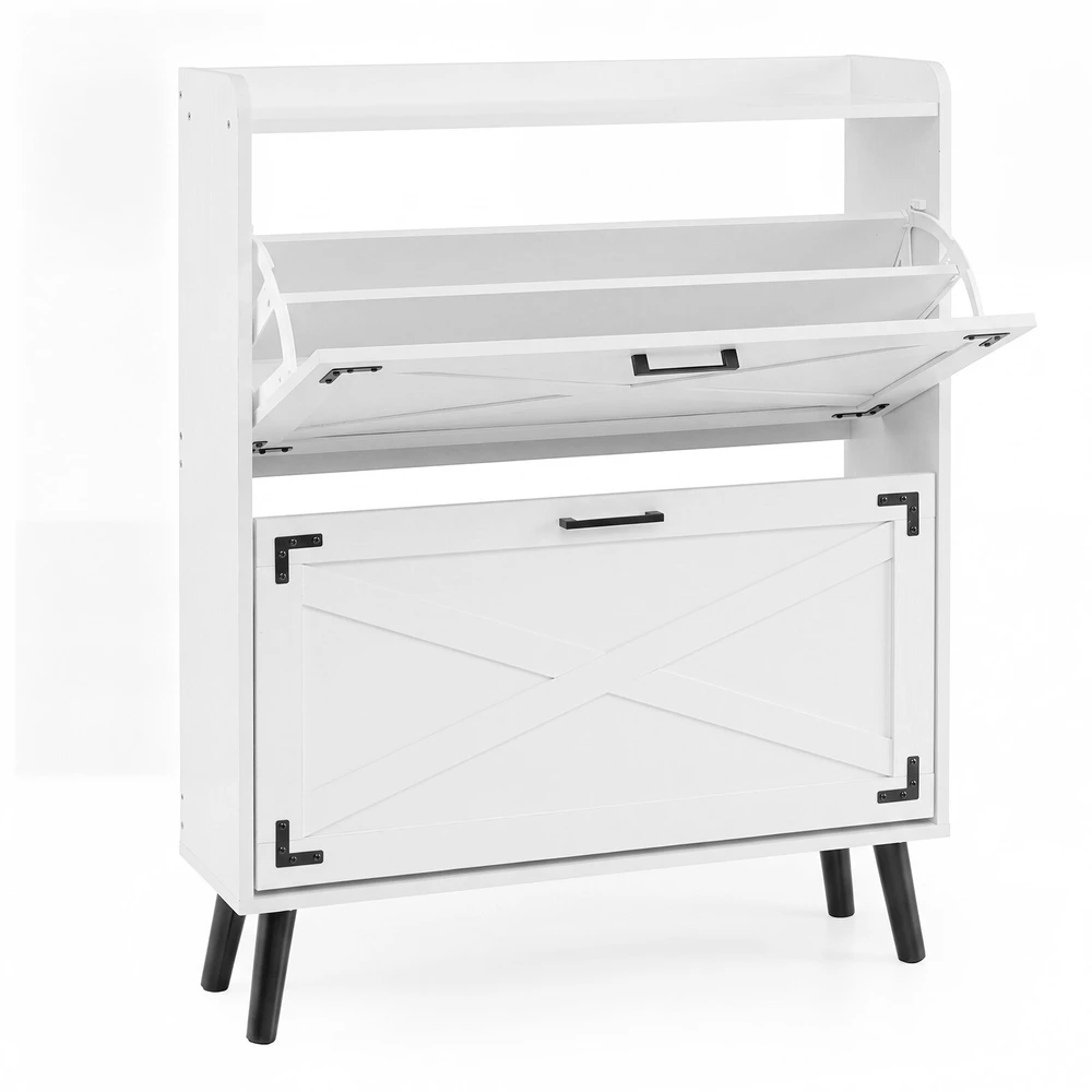 Promotions Batų spintelė su 2 nuleidžiamais stalčiais 80x24x103 cm balta