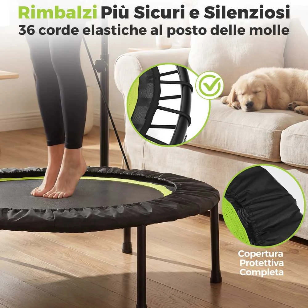 Promotions Batutas, sulankstomas su reguliuojama rankena ir pasipriešinimo juostomis, 101x101x107.5-130.5 cm, žalias