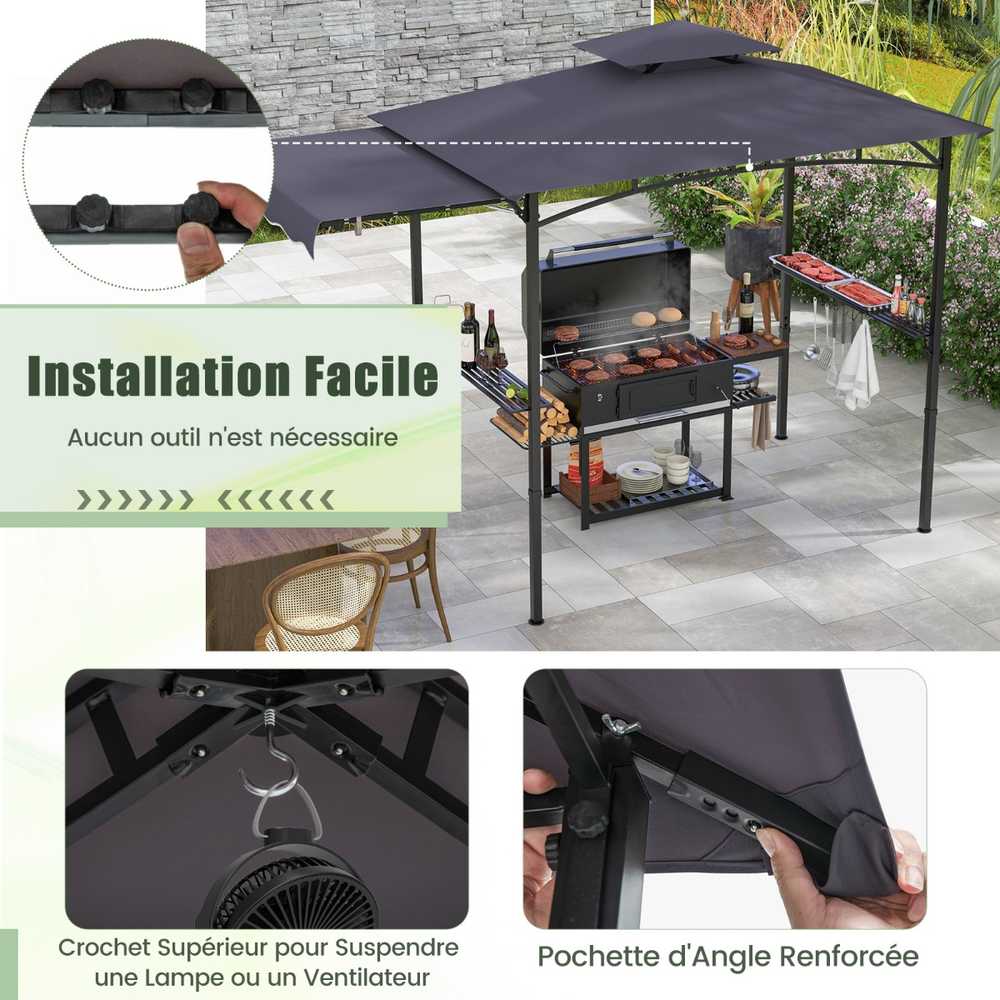 Promotions BBQ pavėsinė, 318x153 cm, tamsiai pilka