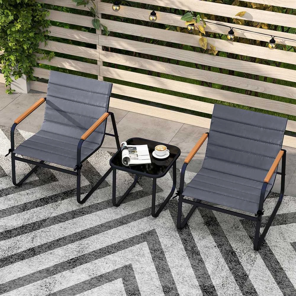Lauko baldų komplektas Promotions Bistro komplektas, 3 dalių lauko poilsio grupė, 72,5x61x77 cm, juoda