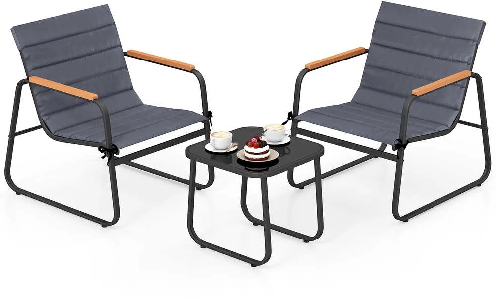 Lauko baldų komplektas Promotions Bistro komplektas, 3 dalių lauko poilsio grupė, 72,5x61x77 cm, juoda