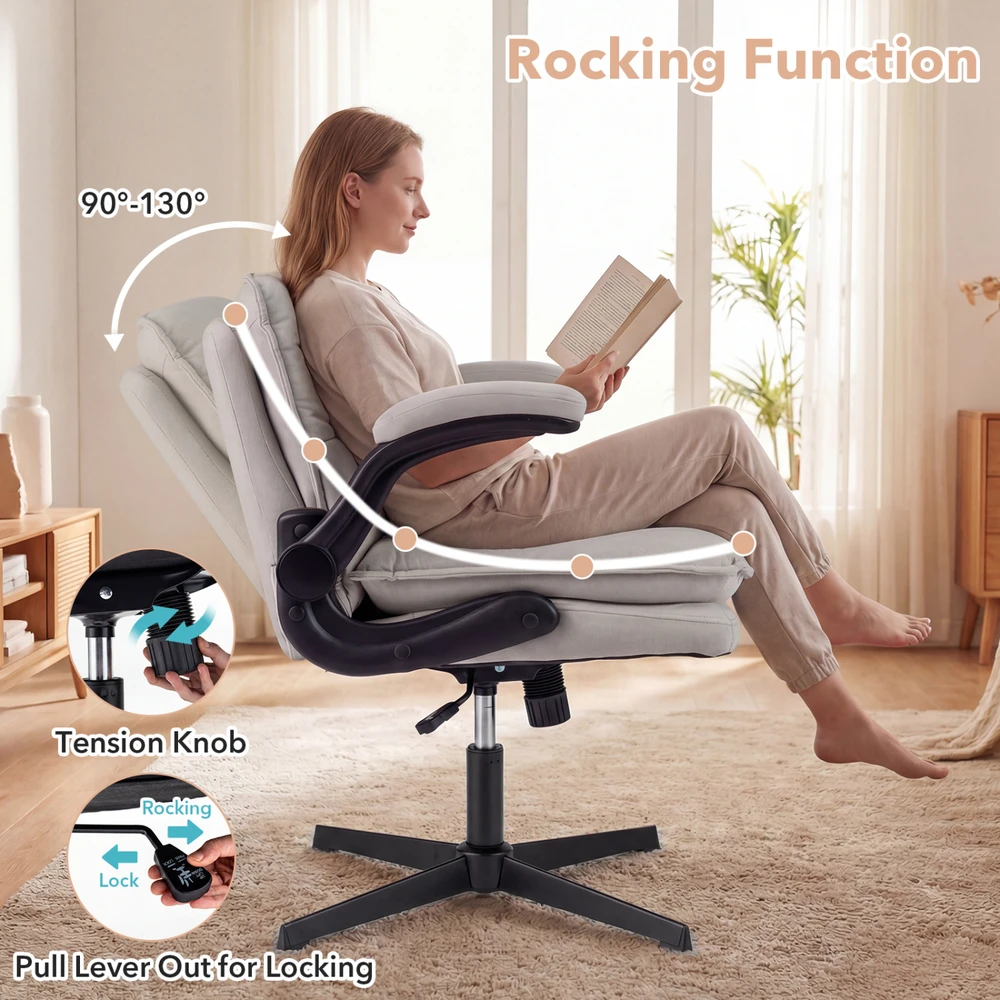 Promotions Biuro kėdė su pakeliamais porankiais 76,5x68x79-89 cm smėlio spalvos