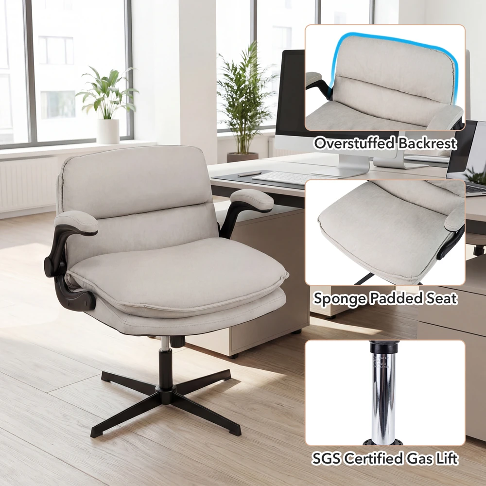 Promotions Biuro kėdė su pakeliamais porankiais 76,5x68x79-89 cm smėlio spalvos