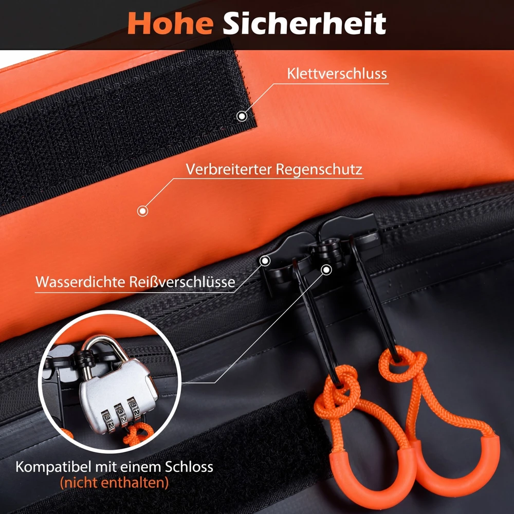 Promotions Cargo dėžė 148x61x61 cm Oranžinė Juoda PVC Sulankstoma Vandeniui atspari Saugykla