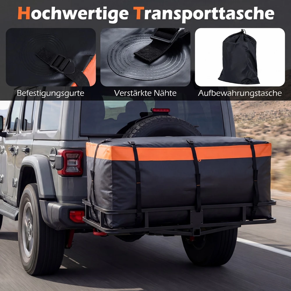 Promotions Cargo dėžė 148x61x61 cm Oranžinė Juoda PVC Sulankstoma Vandeniui atspari Saugykla