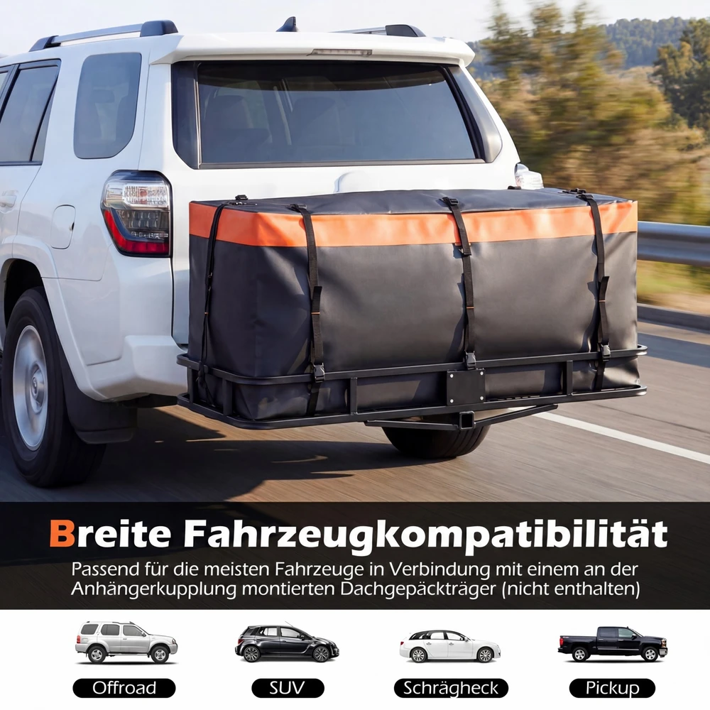 Promotions Cargo dėžė 148x61x61 cm Oranžinė Juoda PVC Sulankstoma Vandeniui atspari Saugykla