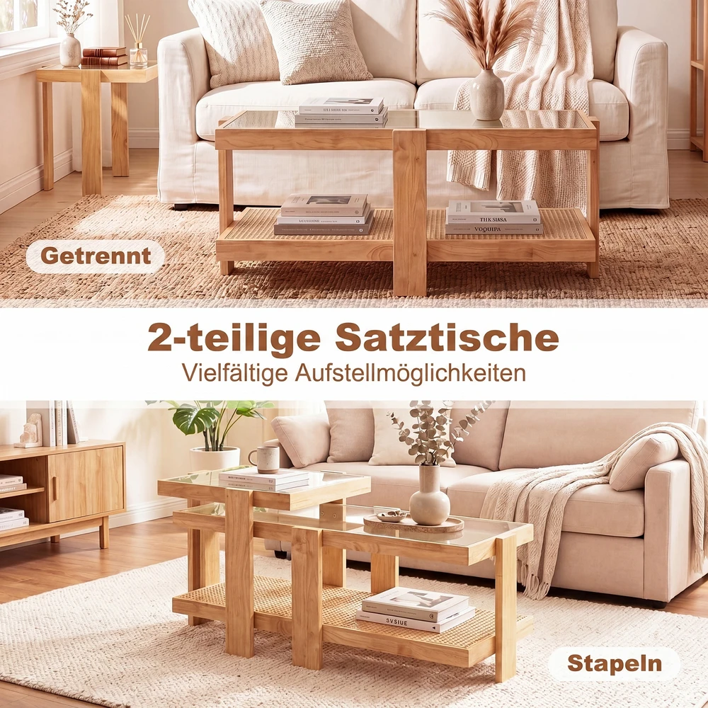 Promotions Dėliojami kavos stalai 2 vnt. 90,2x40,6x40,6 cm ir 48,3x45,7x50,8 cm natūralūs