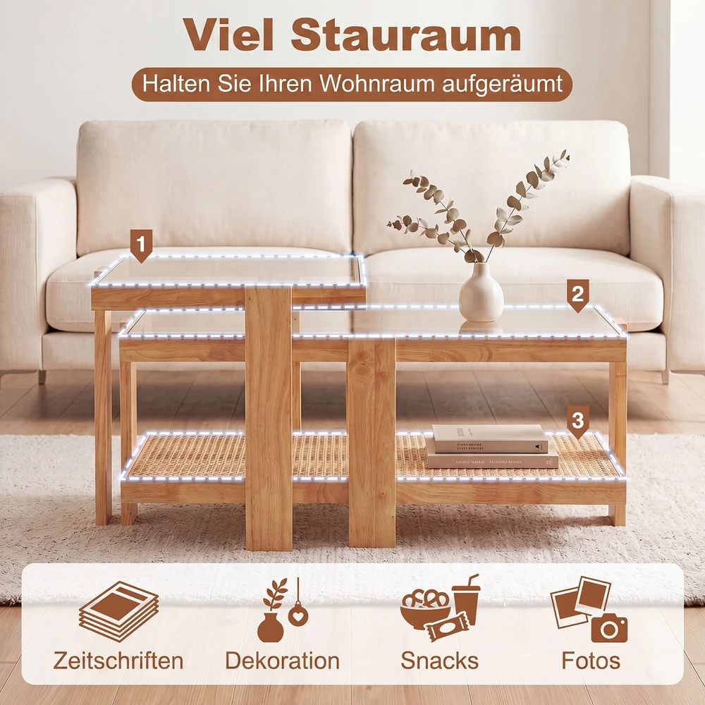 Promotions Dėliojami kavos stalai 2 vnt. 90,2x40,6x40,6 cm ir 48,3x45,7x50,8 cm natūralūs