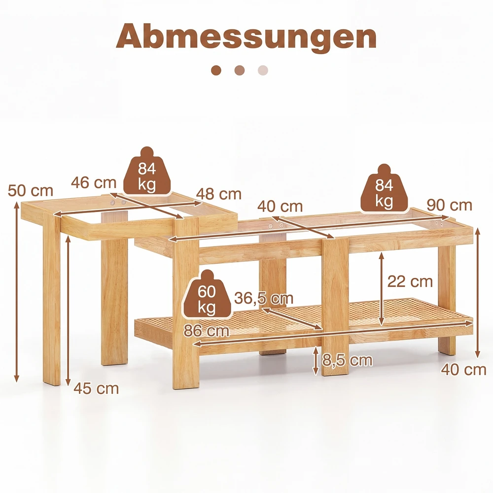 Promotions Dėliojami kavos stalai 2 vnt. 90,2x40,6x40,6 cm ir 48,3x45,7x50,8 cm natūralūs