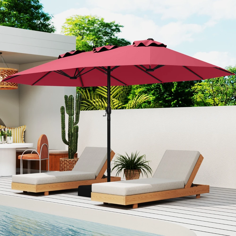 Promotions Dvigubas skėtis su stoveliu 470x285x261 cm tamsiai mėlynas