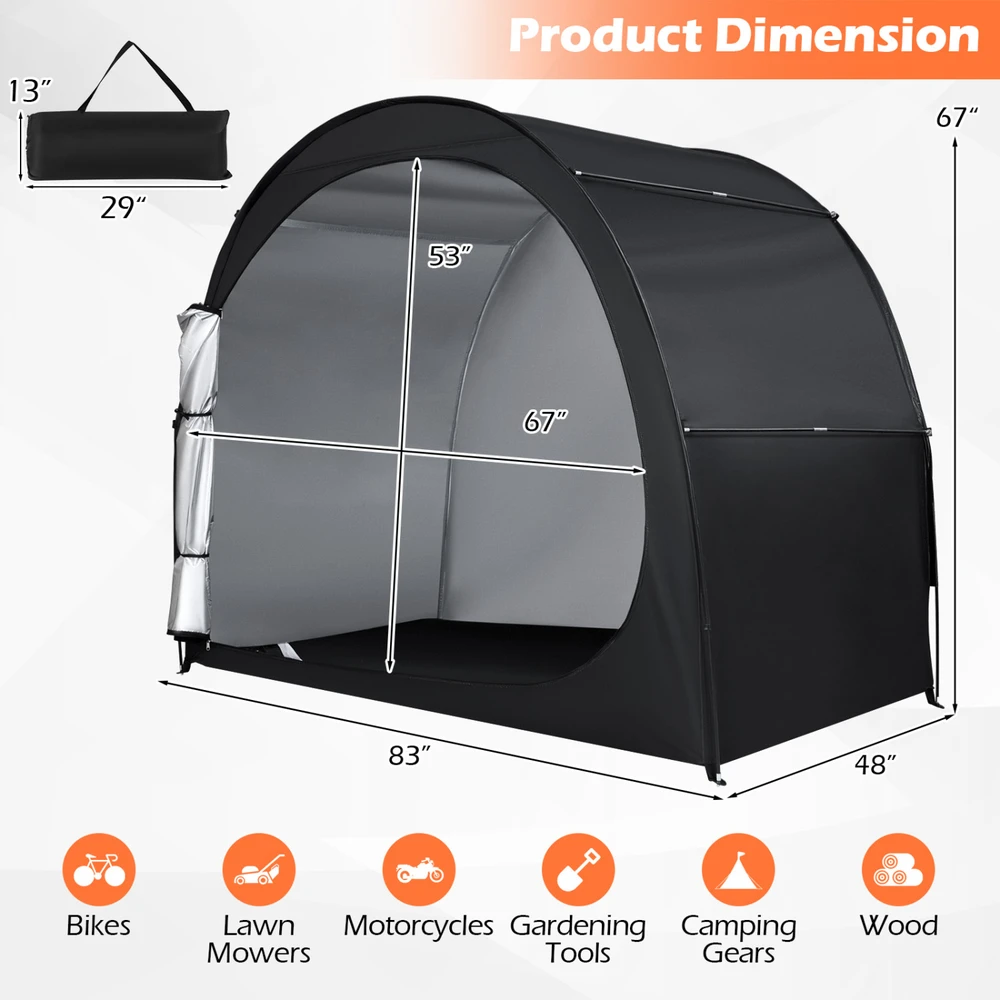 Promotions Dviračių laikymo palapinė 211x122x170 cm juodos spalvos Oxford audinys