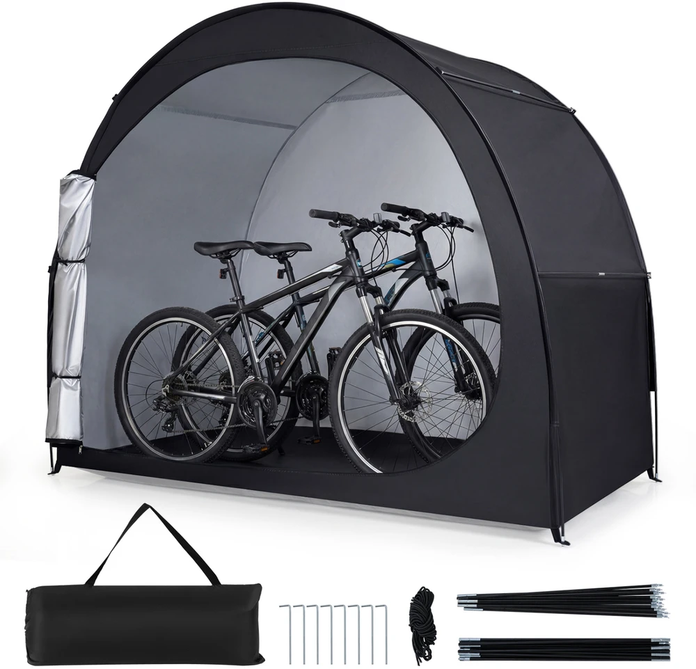 Promotions Dviračių laikymo palapinė 211x122x170 cm juodos spalvos Oxford audinys