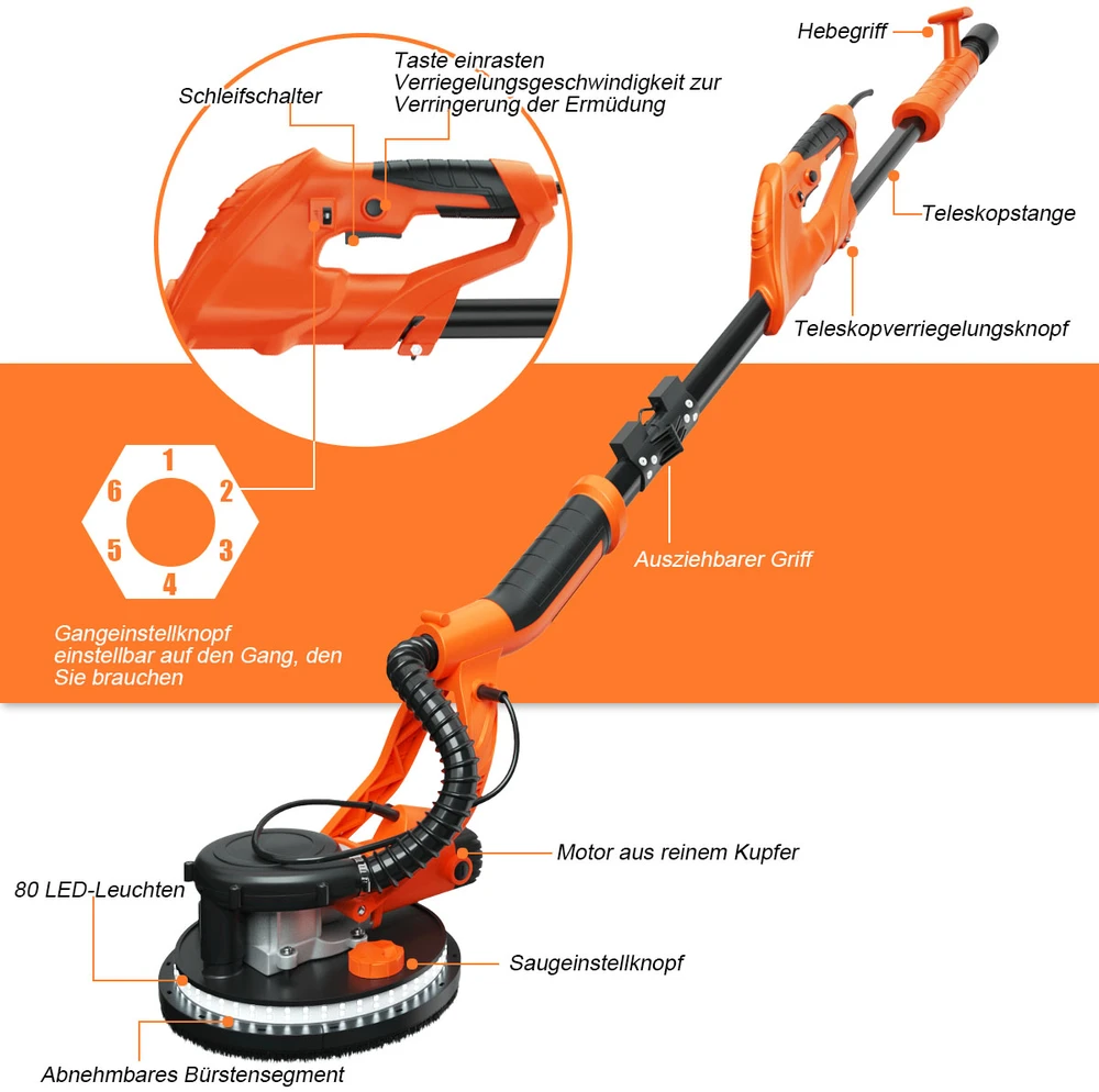 Promotions Elektrinis gipso kartono šlifuoklis 150-175 cm oranžinis-juodas