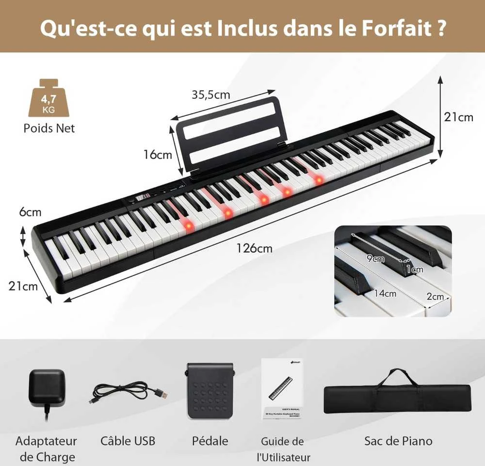 Promotions Elektrinis pianinas, 126x21x7 cm, Juodas
