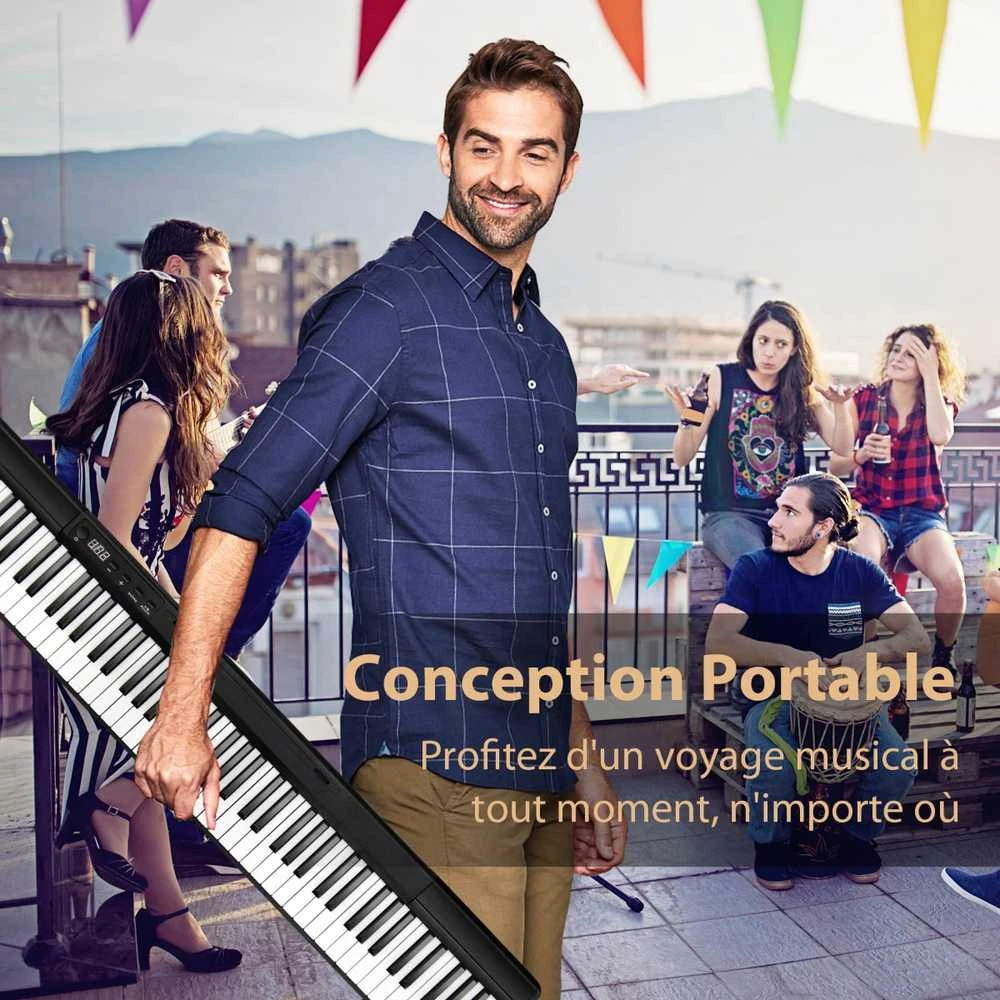 Promotions Elektrinis pianinas, 126x21x7 cm, Juodas