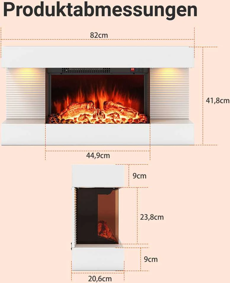 Promotions Elektrinė židinys, 82x20.6x41.8 cm, Balta