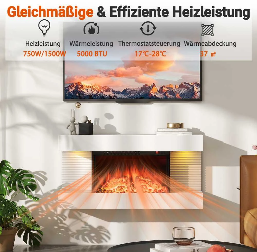Promotions Elektrinė židinys, 82x20.6x41.8 cm, Balta
