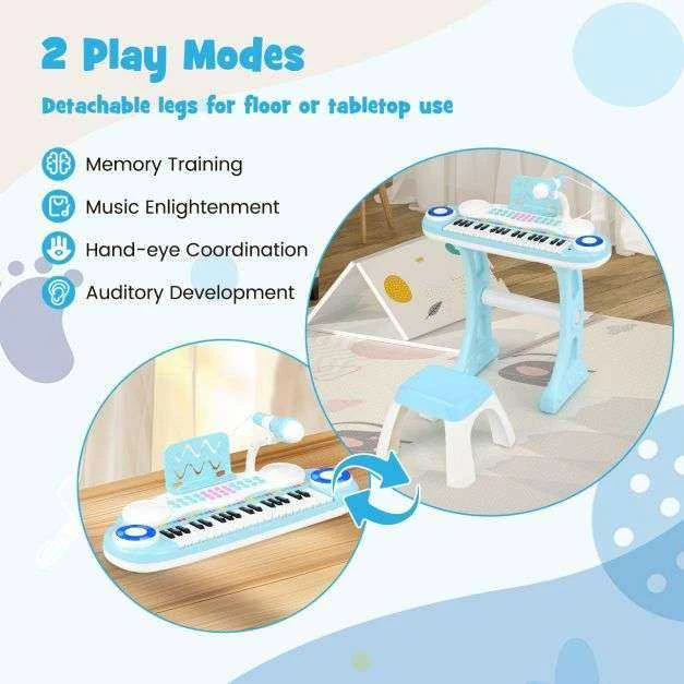 Promotions Elektroninis vaikų pianinas žaislas, 47x20x57 cm, mėlynas