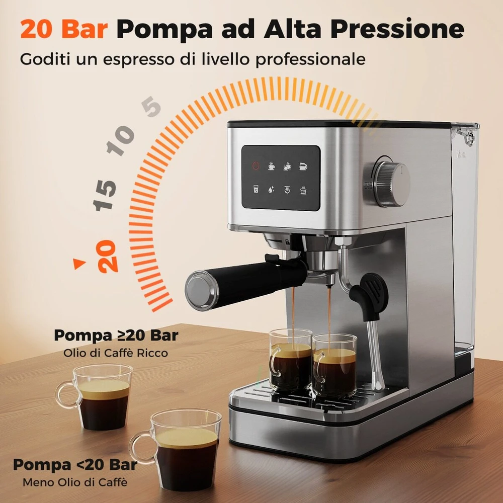 Promotions Espresso kavos aparatas, 26x21x28 cm, sidabrinė