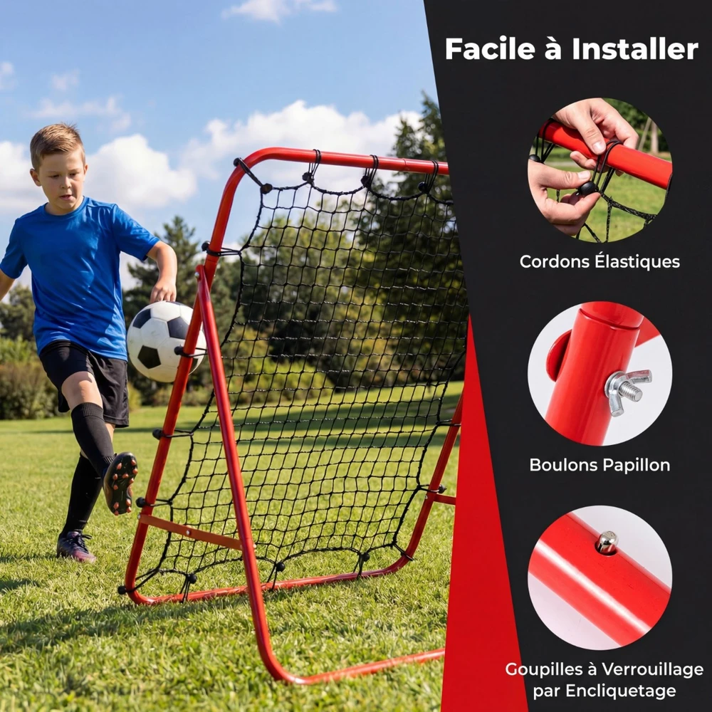 Promotions Futbolo atmušimo tinklas 102x87x44-72 cm Raudonas reguliuojamas sulankstomas