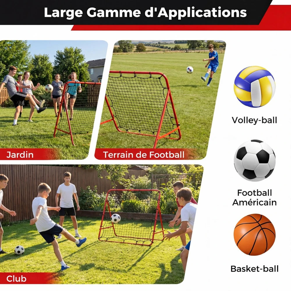 Promotions Futbolo atmušimo tinklas 102x87x44-72 cm Raudonas reguliuojamas sulankstomas