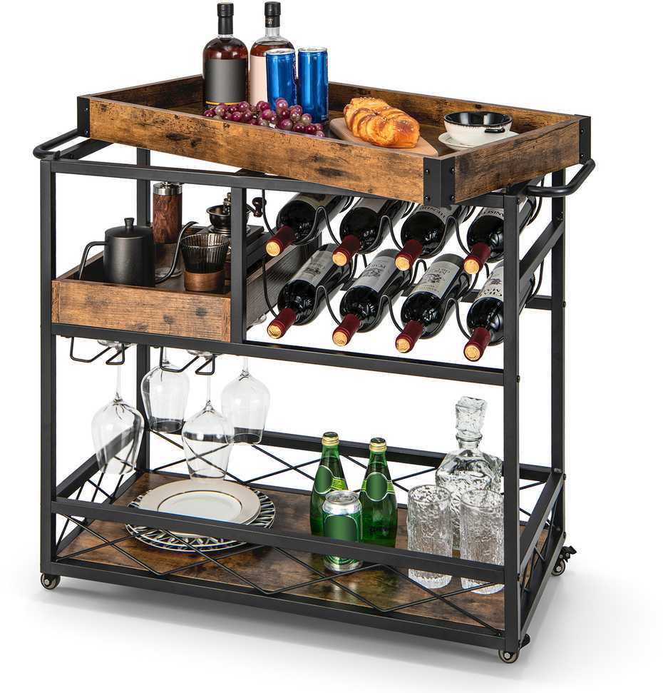 Promotions Gėrimų vežimėlis, 80x39,4x83,8 cm, Rudas