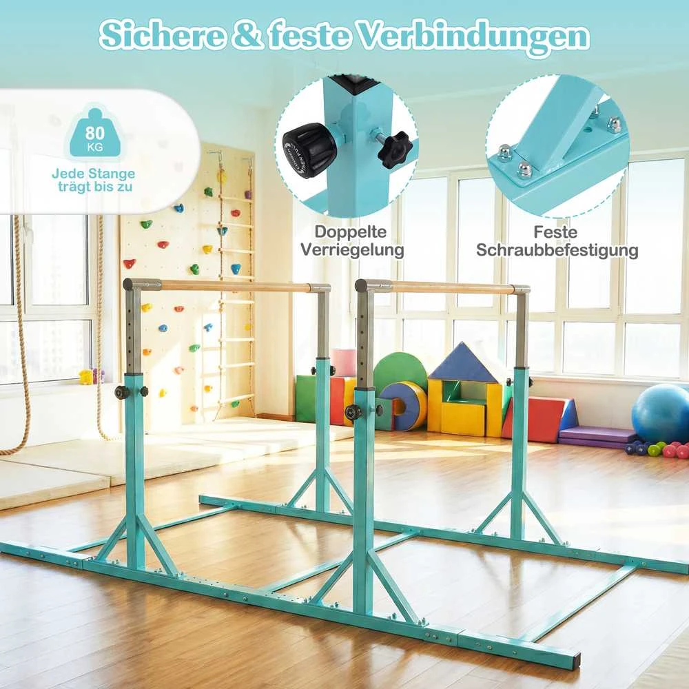 Promotions Gimnastikos horizontalioji skersinė, 250x132x84.5-144.5 cm, turkio spalvos, reguliuojamas metalinis