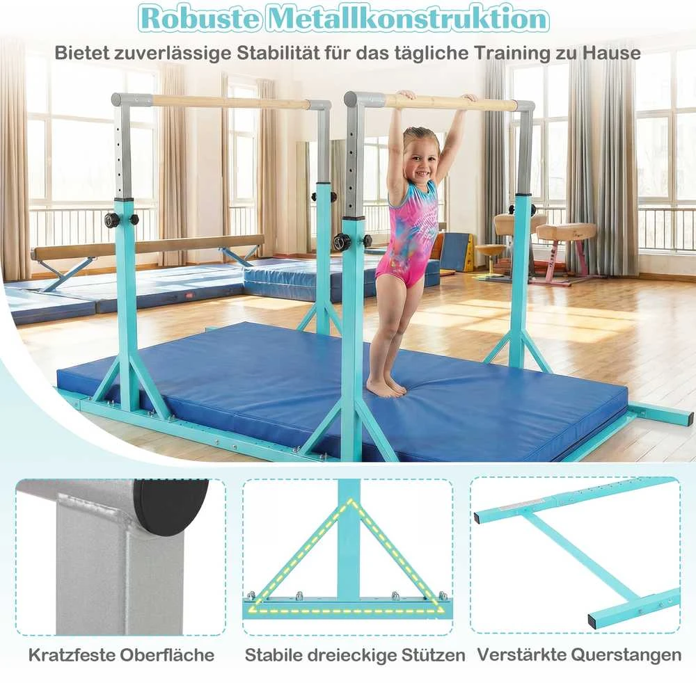 Promotions Gimnastikos horizontalioji skersinė, 250x132x84.5-144.5 cm, turkio spalvos, reguliuojamas metalinis