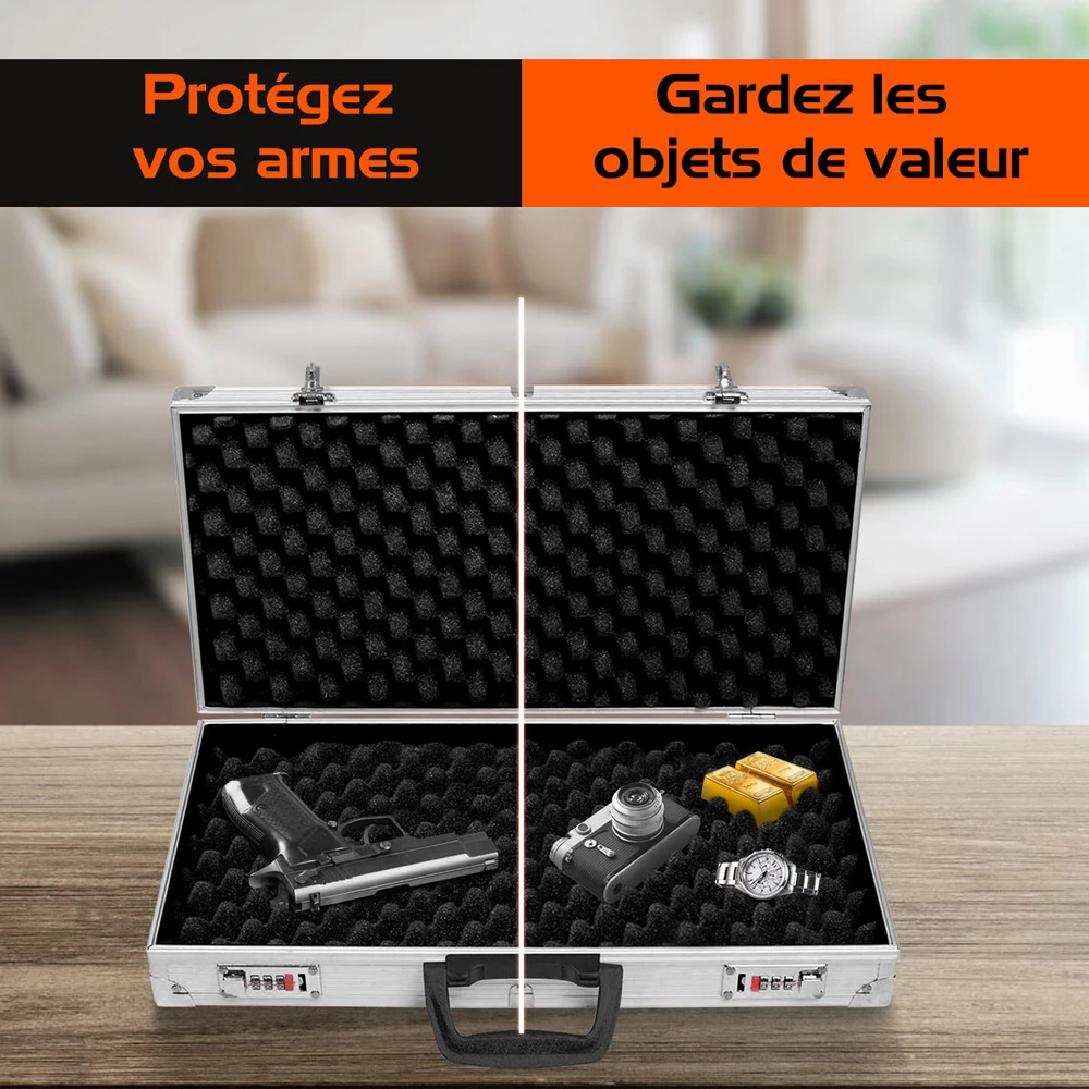 Promotions Ginklo dėklas su derinamuoju užraktu 47x25x8,3 cm sidabrinis