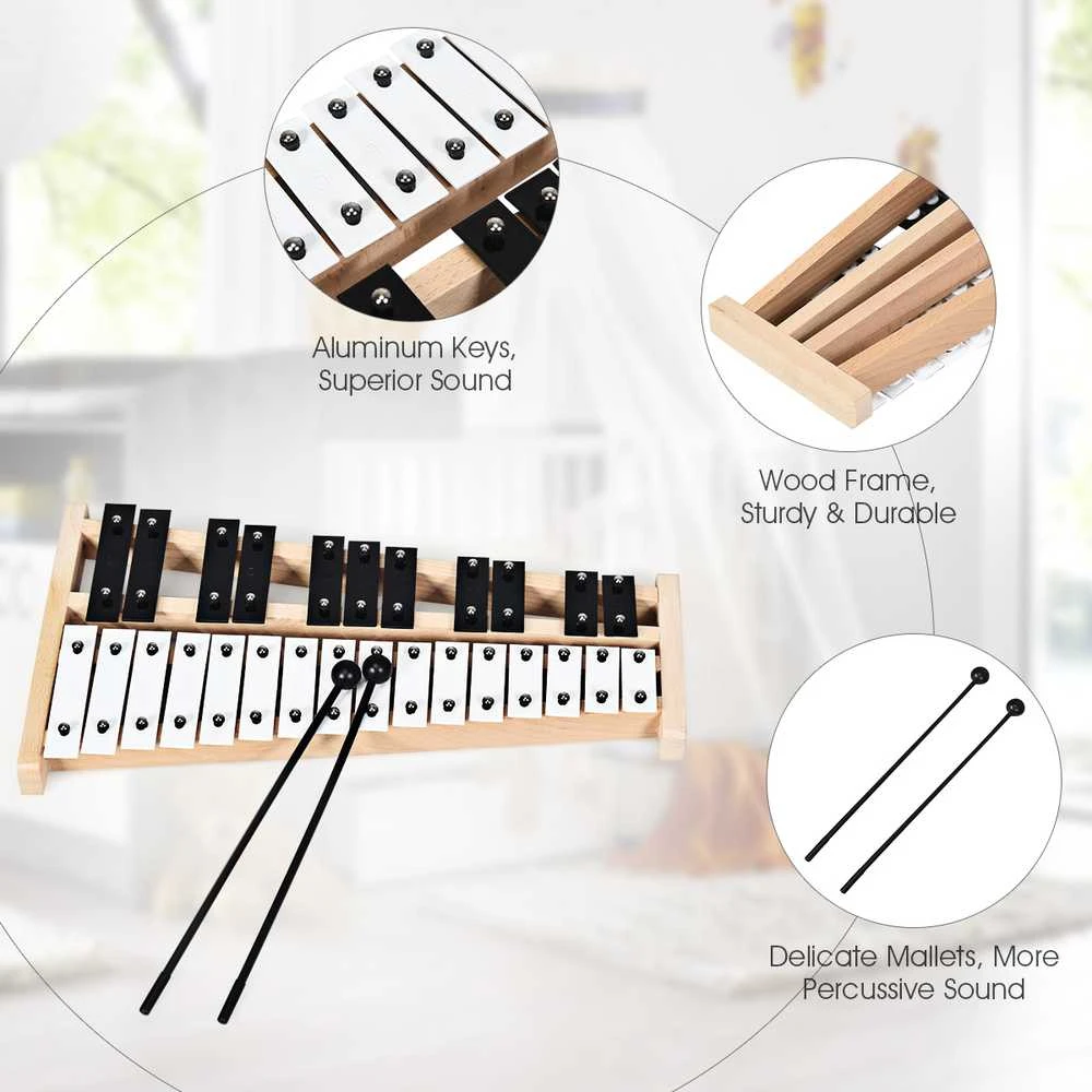 Promotions Glockenspiel, 27 natų, 43x24x4 cm, Juoda ir balta