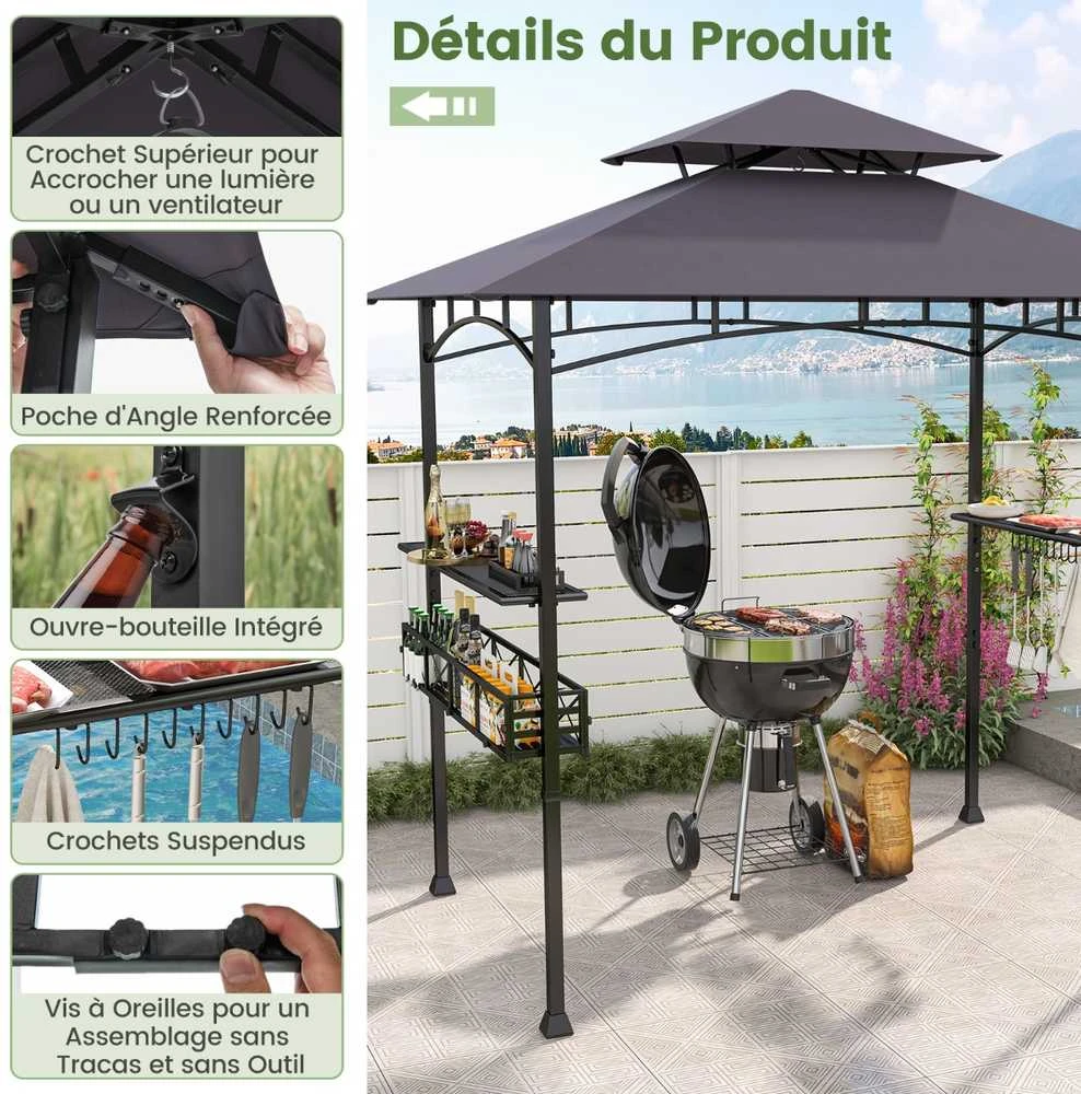Promotions Barbekiu pavėsinė, 242x153x250 cm, Tamsiai pilka