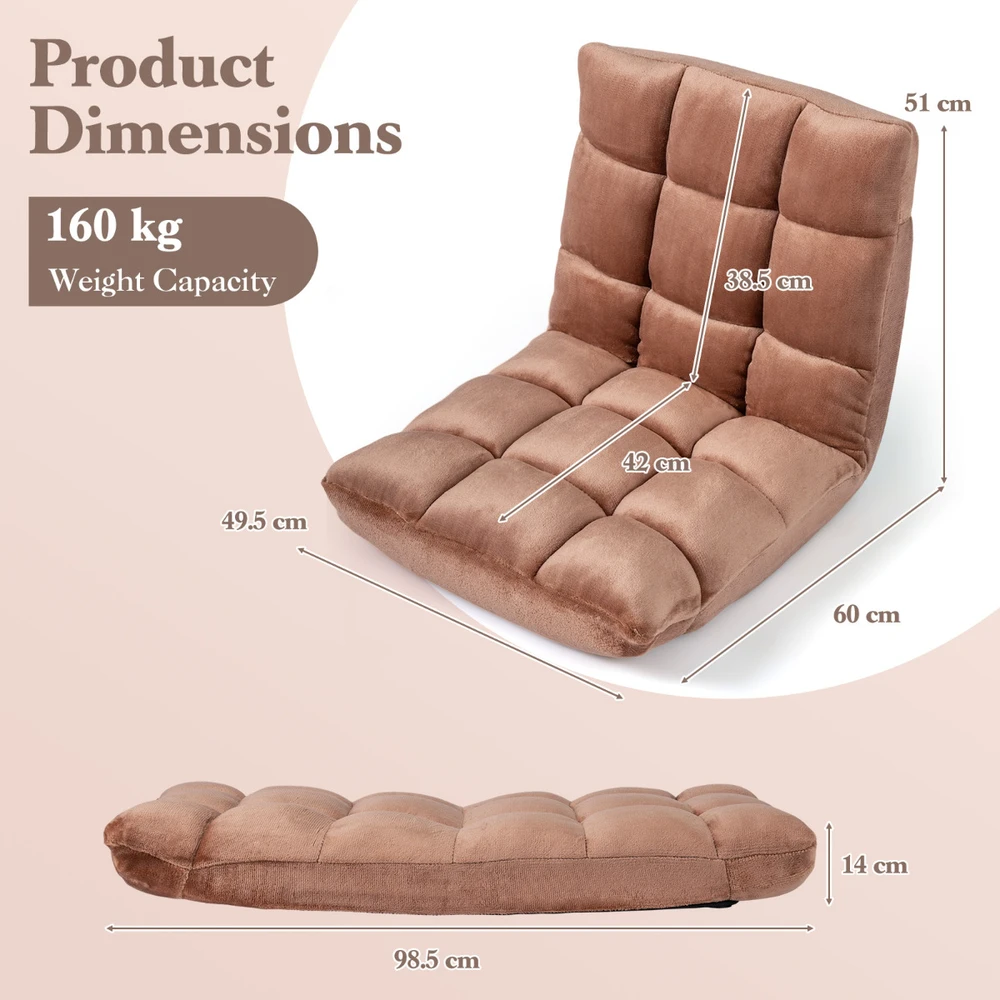 Promotions Grindų kėdė 98,5x49,5x14 cm Smėlio spalvos Reguliuojama Sulankstoma