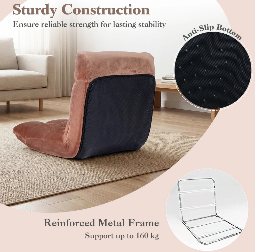 Promotions Grindų kėdė 98,5x49,5x14 cm Smėlio spalvos Reguliuojama Sulankstoma