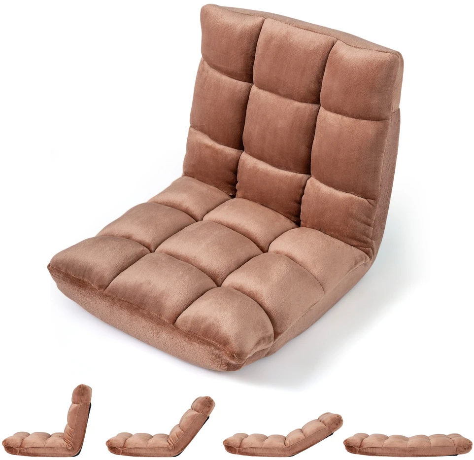 Promotions Grindų kėdė 98,5x49,5x14 cm Smėlio spalvos Reguliuojama Sulankstoma
