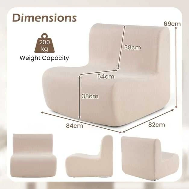 Promotions Grindų sofa-fotelis, 84x82x69 cm, smėlio spalvos, veliūro apmušalas